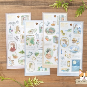 1 arkusz | Mind Wave | STORY BOOK Foil Clear Stickers | Mały dom - Ogród różany - Spokojny las - Nad morzem