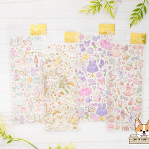 1 hoja / Pinza de ropa x Miki Takei / Pegatinas transparentes con lámina dorada / Adivinación de flores Flora's Awakening Violet Stage Cosméticos femeninos