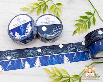 1 roll | 15mm | SAIEN x Ariane Gerard | PARIS COLLECTION Foil Washi Tape | Lune D’encre - Notes Bleues
