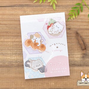 66 hojas / Kamio / MOGUNYAN (Munching Kitty) A6 Clear Memo Pad / Odango