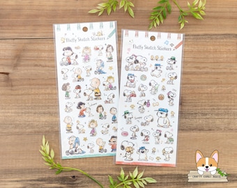 1 sheet | Kamio x Peanuts | FLUFFY SKETCH Gold Foil Washi Stickers | Friends - Family