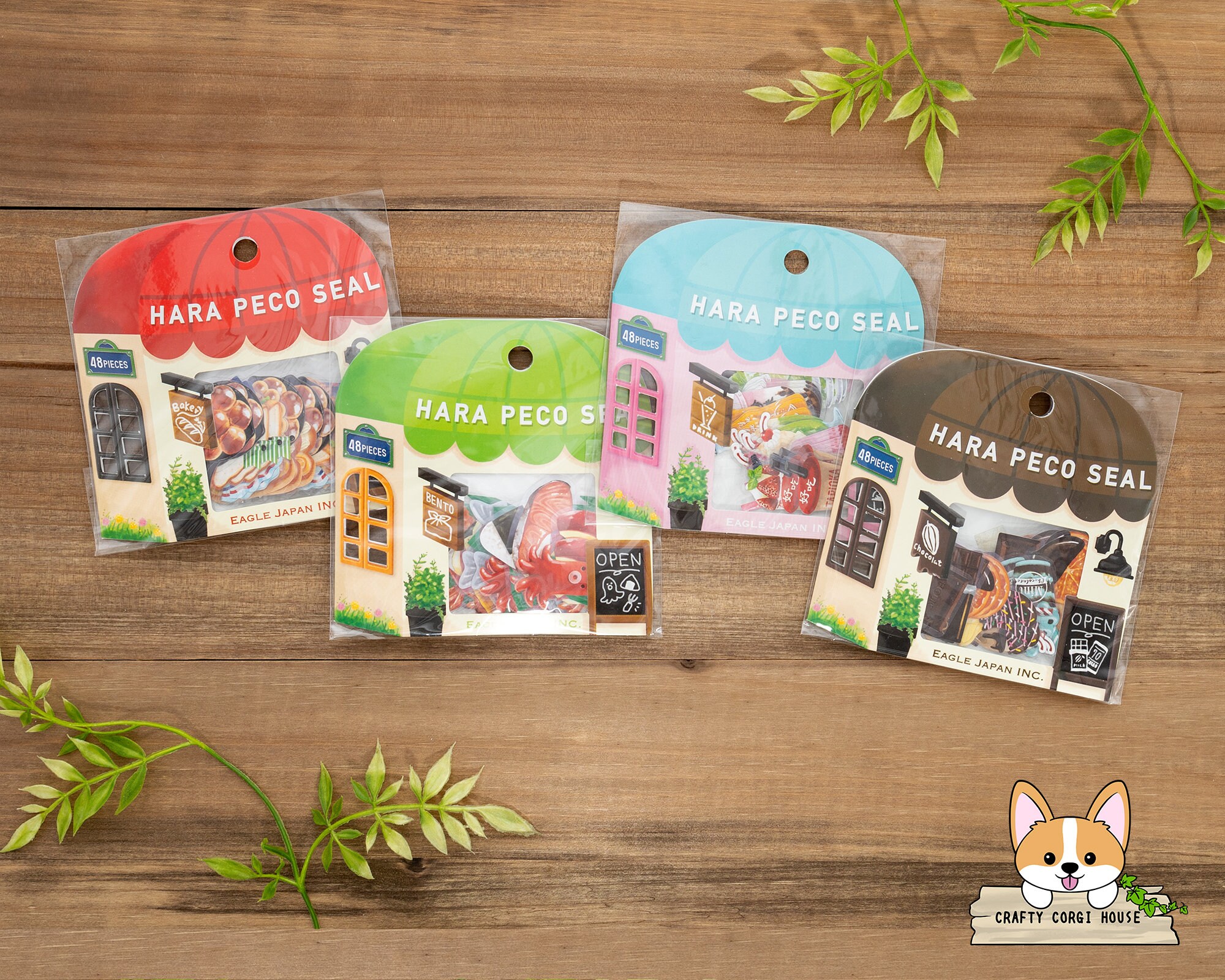 48 pcs | Eagle Japan | HARA PECO Washi Stickers | Bread - Bento - Drink - Chocolate