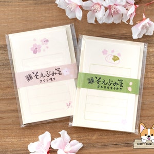 30 folhas 5 envelopes | Furukawashiko | Conjunto de mini cartas SOEBUMI-SEN Spring Limited | Sakura - Sakura Mochi Rabbit