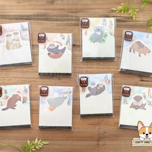 80 arkuszy | NB | Powiększ Zwierzęta Wykrojniki i Prostokątny Notatnik | Surykatka - Czerwona Panda - Koala - Kapibara - Bóbr - Foka - Wydra morska - Wydra