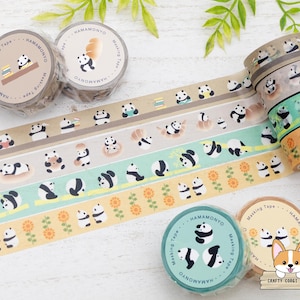 1 rol | 15 mm | Hamamonyo | Panda washitape | Panda Library (studie) - Panda Bread (Eat) - Panda Rolling (Play) - Panda Sunflower (Geniet)