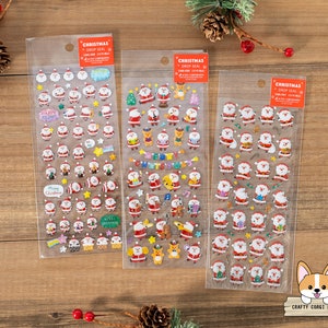 1 folha | Ativo | Adesivos de resina 3D com folha de ouro e glitter para o Natal | Papai Noel A - Música - Papai Noel B