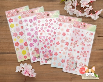 1 foglio / Mind Wave / SERIE SAKURA Adesivi Washi giapponesi con fiori di ciliegio / Sakura
