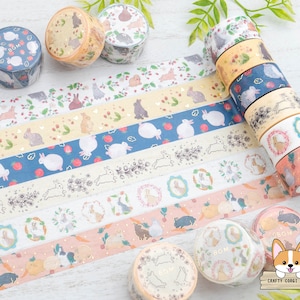 1 rouleau | 20 mm | Musique d'ambiance | Ruban adhésif en papier Washi avec motif lapin champêtre | Forêt - Framboises - Fraises Daifuku - Conte de fées - Cadre - Goûter