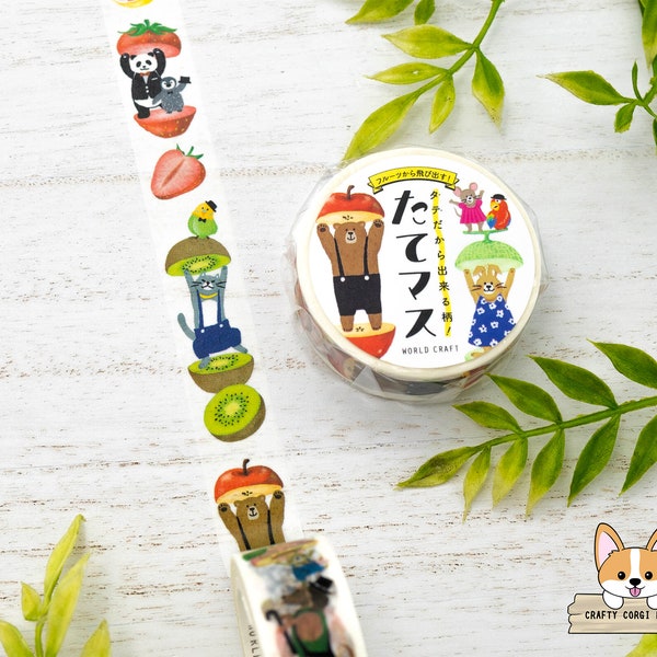 1 pc set | 15mm | World Craft | Food TATEMASU Vertical Washi Tape | Fruits