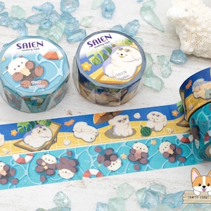 1 roll | 20mm | Kamiiso SAIEN | Summer Washi Tape | (Maltese) Vacation - Sea Otter
