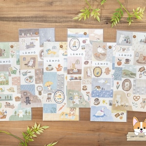 1 feuille | Vague mentale | Stickers LAMPO en papier métallisé mat Animaux de compagnie | Chien - chat - renard - lapin - oiseau - ours