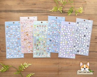 1 sheet | Q-lia | PUCHIPUNI (Petite) LIFE Puffy Stickers | Dog Life - Hamster Life - Land Life - Sea Life - Bird Life - Ghost Life