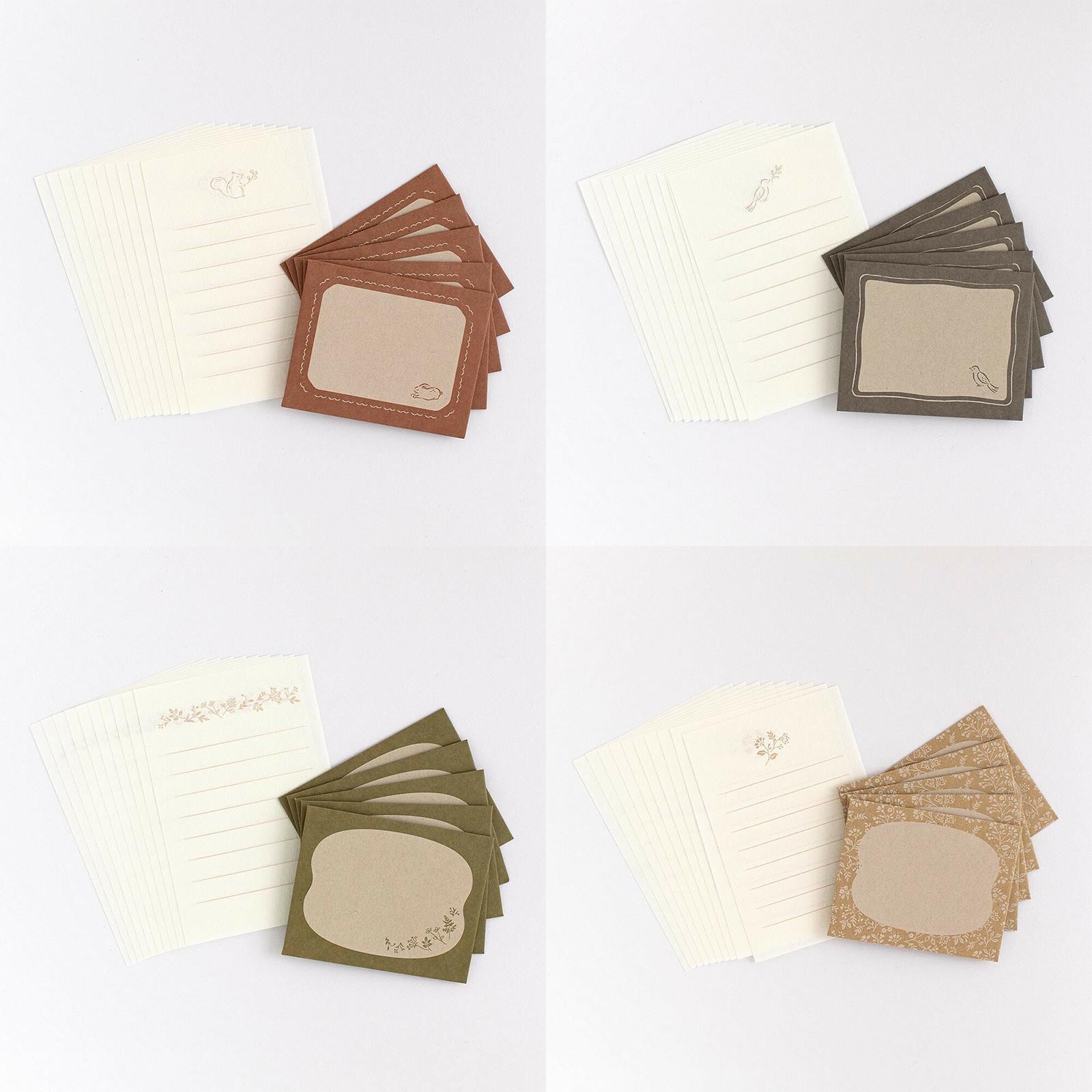 10 Sheets 5 Envelopes | NB | UTATANE Mini Letter Set | Meadow - Bird's ...