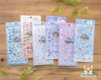 1 sheet | Kamio | PUCHI DROP Gel Sticker | FuwaFuwa Sea Friends GuGu YamuYamu Mellow Enaga Cloudy Love Unicorn Magical Berry Puku Awawa-chan