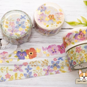 1 or 2 pc set | 20mm | BGM | Twinkle Floral Foil Washi Tape | Blossoms - Botanical