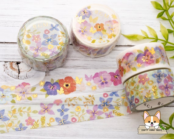 Vintage Hot Stamping Flower Journal Tape - Clear Floral Decorative Tapes