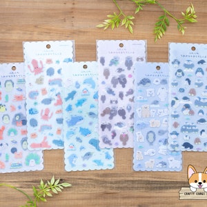 1 feuille | Kamio | Feutre FUWAFUWA SEA FRIENDS | Oyster+SeaSlug - Grand fonds - Baleine+requin - Loutre de mer - Ours polaire+phoque - Pingouin