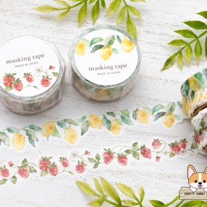 1 or 2 pc set | 18mm | Mind Wave | PALETTE Series Watercolor Die Cut Washi Tape | Lemon - Strawberry