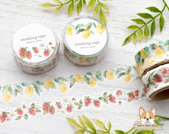 1 roll | 18mm | Mind Wave | PALETTE Series Watercolor Die Cut Washi Tape | Lemon - Strawberry