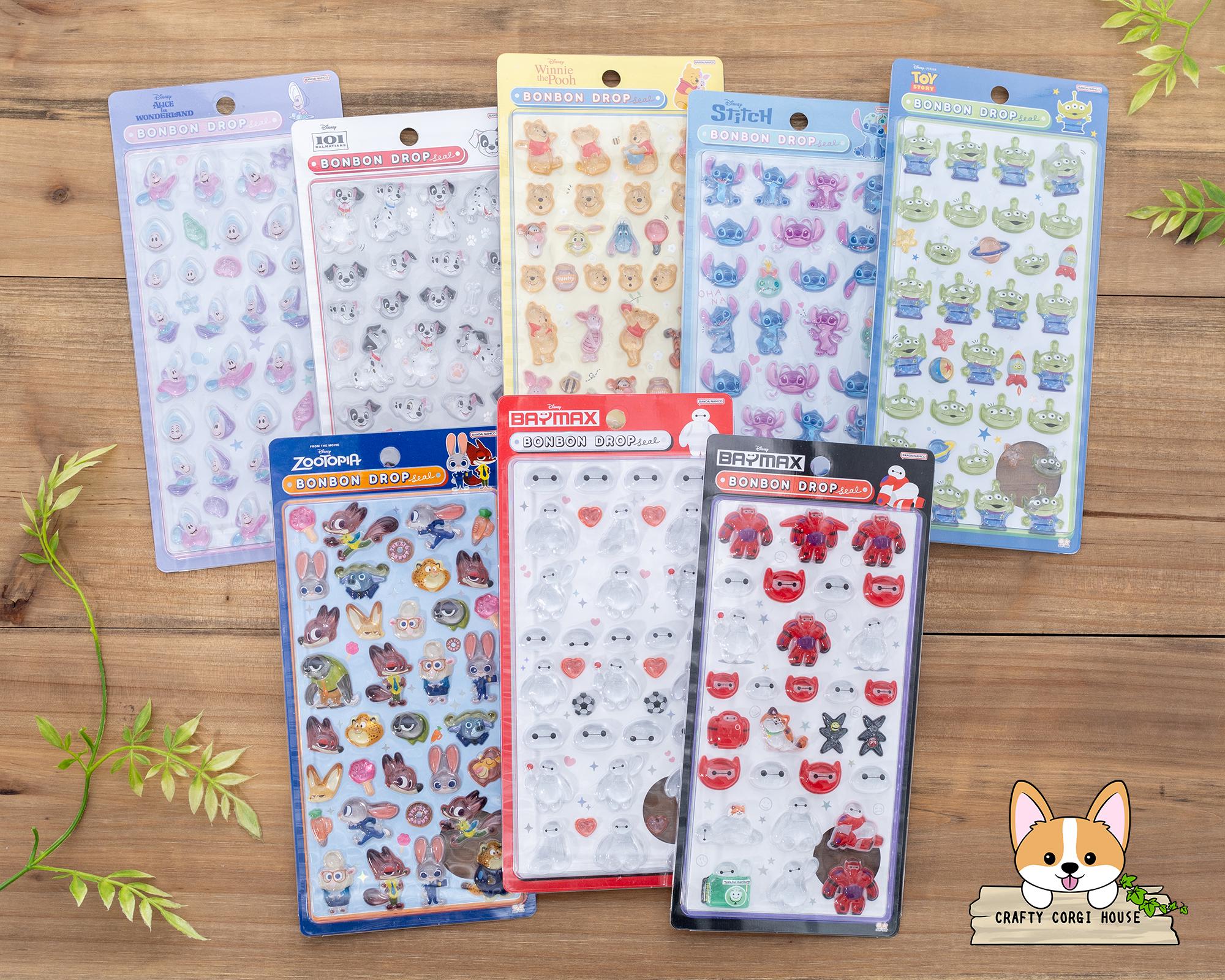 Disney BONBON DROP シール 8種セット 1 Sheet | Sun-star X Disney | BONBON DROP Glitter 3D Gel Sticker