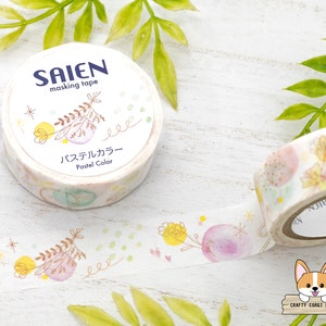 1 roll | 15mm | Kamiiso SAIEN | Spring Flower Washi Tape | Pastel Color