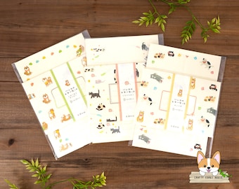 10 feuilles 5 enveloppes | Furukawashiko | Ensemble LETTRE HANKO | Chat avec jouet - Chat avec clochette - Shiba Inu avec porte-monnaie