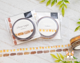 1 roll | 7mm | Mind Wave | Gold Foil Clear Matte PET Tape | Hokkori Denkyu (Lights) - Hokkori Renga (Brick)