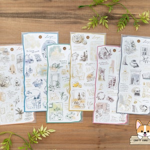 1 vel | Mindwave | LARGO goudfolie overtrekpapier stickers | Snoepwinkel - Café - Keuken - Restaurant - Bloemist - Bookish