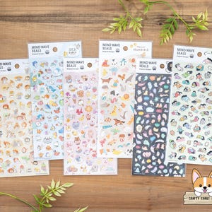 1 Bogen | Gedankenwelle | PUCHI Sticker | Masked Cat - Sea Party - Dream World - Hello Entspanntes Tier - Voller Geist - Fauler Tag frei