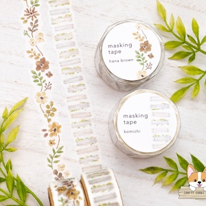 1 roll | 18mm | Mind Wave | Die Cut Washi Tape | Hana (Flower) Brown - Komichi (Path)