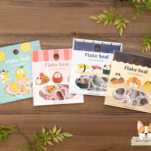 54 pièces | Papier Platz x CONCOMBRE | Stickers Washi découpés avec motif Animal x Nourriture | Citron - Fraise - Sushi - Pain