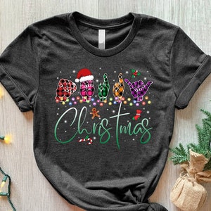 ASL Christmas Buffalo Plaid Shirt, ASL Christmas Shirt, Sign Language Christmas Tee, Christmas Sign Language Shirt, Deaf Pride