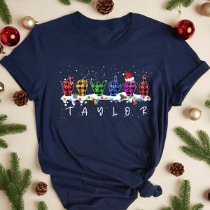 Gebärdensprache Weihnachten T-Shirt, Benutzerdefinierte Name Weihnachten ASL Shirt, Taube Stolz T-Shirt, ASL Weihnachtsgeschenk, Benutzerdefinierte Gebärdensprache Shirt