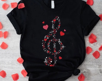 Music Notes Valentines Day Shirt, Music Note Shirt, Cute Valentines Shirt, Music Lover Shirt, Musician Shirt, Music Teacher T-Shirt