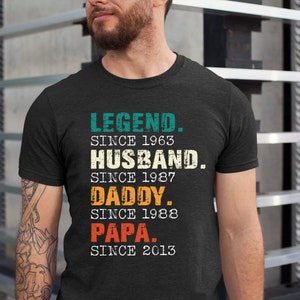 Camisa personalizada de leyenda marido papá papá EST, camisa del día del padre, camisa de leyenda marido papá abuelo, regalo del día del padre