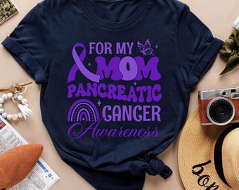 Camiseta de conscientização sobre câncer de pâncreas, camiseta com laço roxo, esquadrão de apoio, presente de guerreiro sobrevivente, camisetas para a família, camisetas combinando para o pâncreas