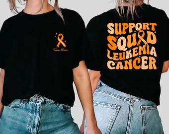 Camiseta del Equipo de Apoyo contra la Leucemia y el Cáncer, Camiseta con Cinta Naranja para Concientización, Camiseta del Equipo de Apoyo contra la Leucemia y el Cáncer, Camiseta "Su lucha es nuestra lucha"