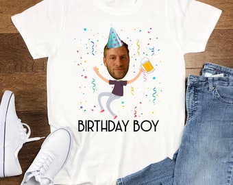 Custom Face Birthday Boy Tshirt, Funny Birthday Matching Shirts, Drinking Tee, Birthday Party Group Shirts, Birthday Shirts