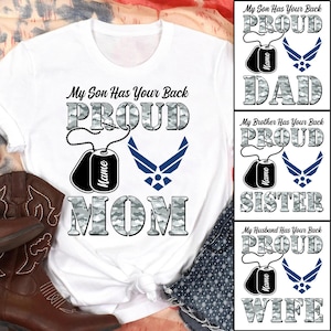 Proud Air Force Mom Tee, Air Force Dad, Air Force Wife, Air Force Sister, Air Force Brother, Air Force Grandma, Air Force Grandpa