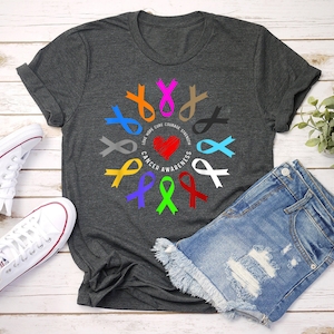 Cancer Awareness T-Shirt, Fight Cancer in All Colors Shirt, Cancer Support Squad Shirt, Cancer Ribbon T-Shirt, Cancer Awareness Shirt