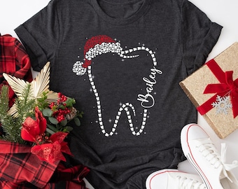 Dentist Custom Shirt for Christmas, Dentist Personalized Shirt, Christmas Tooth Shirt, Dental Christmas Shirt, Dental Assistant, Dental Life