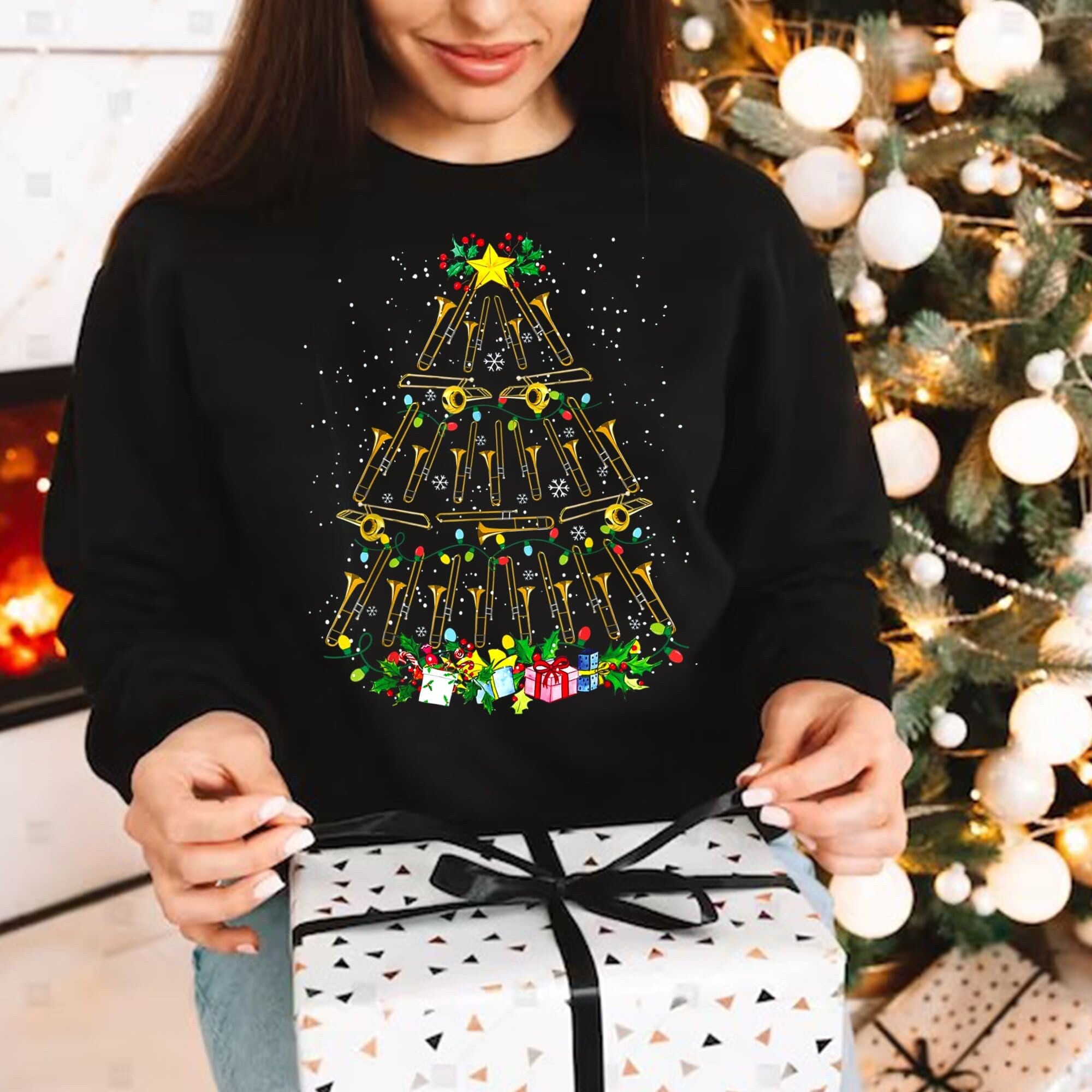 Trombone Christmas Tree Ornaments Funny Music Band Xmas Gift T-Shirt Trombone Christmas Tree Ornaments Funny Music Band Xmas Gift T-Shirt
