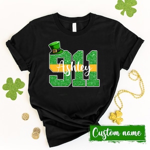 911 St Patrick&#39;s Day Shirt, Gold Line 911 Dispatcher Shirt, Dispatcher Life, Operator, Telecommunicator, Dispatcher Gift