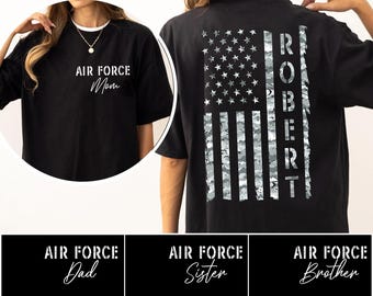 Magliette personalizzate per mamma, papà, fratello e sorella dell'Aeronautica, magliette per famiglie di aviatori orgogliosi, abbigliamento per la laurea nell'Aeronautica, regalo personalizzato di supporto all'USAF