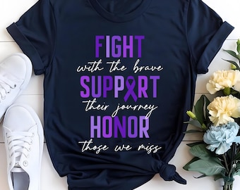 Camiseta de apoio ao câncer de pâncreas, camiseta de conscientização com fita roxa, esquadrão de apoio ao pâncreas, presente para sobreviventes, camisetas de grupo, traje para caminhada de novembro