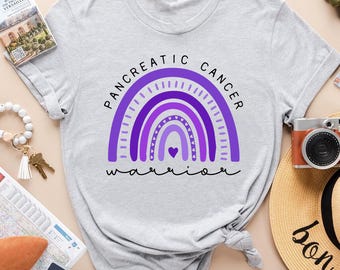 Bauchspeicheldrüsenkrebs-Krieger-Shirt, Purpur-Band-Kämpfer-Überlebender-T-Stück, Bauchspeicheldrüsenkrebs-Bewusstseinsgeschenk, Hoffnung Mut, Krebskämpfer Geschenk