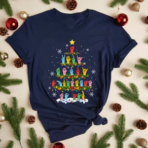 Frohe Weihnachten zu Ihnen ASL T-Shirt, lustiges ASL Baum-Zeichensprache-Weihnachtshemd, Zeichensprache-Hemd, gehörloses Stolz-Geschenk für Weihnachten