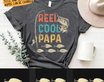 Personalized Reel Cool Papa Grandpa Fishing T-Shirt, Fishing Lover Grandpa Shirt, Fishing Gift for Grandpa, Reel Cool Papa T-Shirt Papa Gift