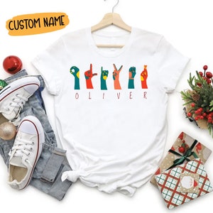 Personalisierte Gebärdensprache Shirt, individuelle Name Gebärdensprache T-Shirt, ASL T-Shirt, Taube Stolz Shirt, ASL Shirt, Retro Kinder Herren Damen Shirt
