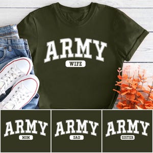 Maglietta "Moglie, Mamma, Papà e Sorella dell'Esercito", Maglietta "Orgogliosa Famiglia dell'Esercito", Maglietta di Supporto Militare, Abbigliamento per la Famiglia dei Soldati, Maglietta Regalo di Laurea al Campo di Addestramento